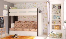 Кровать с диваном 75 Карамель Атлант (Венге Магия /Сосна Карелия/Савана) в Кедровом - kedrovyi.katalogmebeli.com | фото