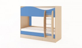 Кровать 2-х ярусная с ящиками (Беленый дуб/Синий) в Кедровом - kedrovyi.katalogmebeli.com | фото
