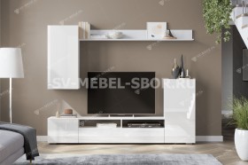 Мебель для гостиной МГС 4 (Белый/Белый глянец) в Кедровом - kedrovyi.katalogmebeli.com | фото