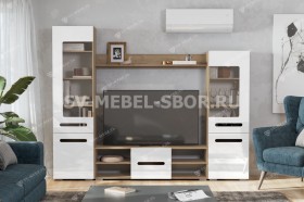 Мебель для гостиной МГС 6 (Исполнение 1/Дуб золотой/Белый глянец) в Кедровом - kedrovyi.katalogmebeli.com | фото