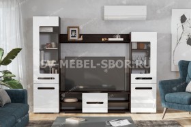 Мебель для гостиной МГС 6 (Исполнение 1/Венге/Белый глянец) в Кедровом - kedrovyi.katalogmebeli.com | фото