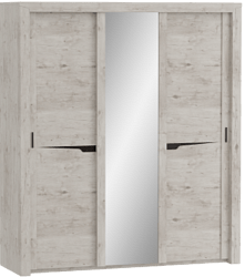 Шкаф трехдверный Соренто с раздвижными дверями Дуб бонифаций/Кофе структурный матовый в Кедровом - kedrovyi.katalogmebeli.com | фото