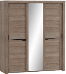 Шкаф трехдверный Соренто с раздвижными дверями Дуб стирлинг/Кофе структурный матовый в Кедровом - kedrovyi.katalogmebeli.com | фото