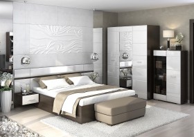 Спальня Вегас (Венге/Белый глянец) в Кедровом - kedrovyi.katalogmebeli.com | фото